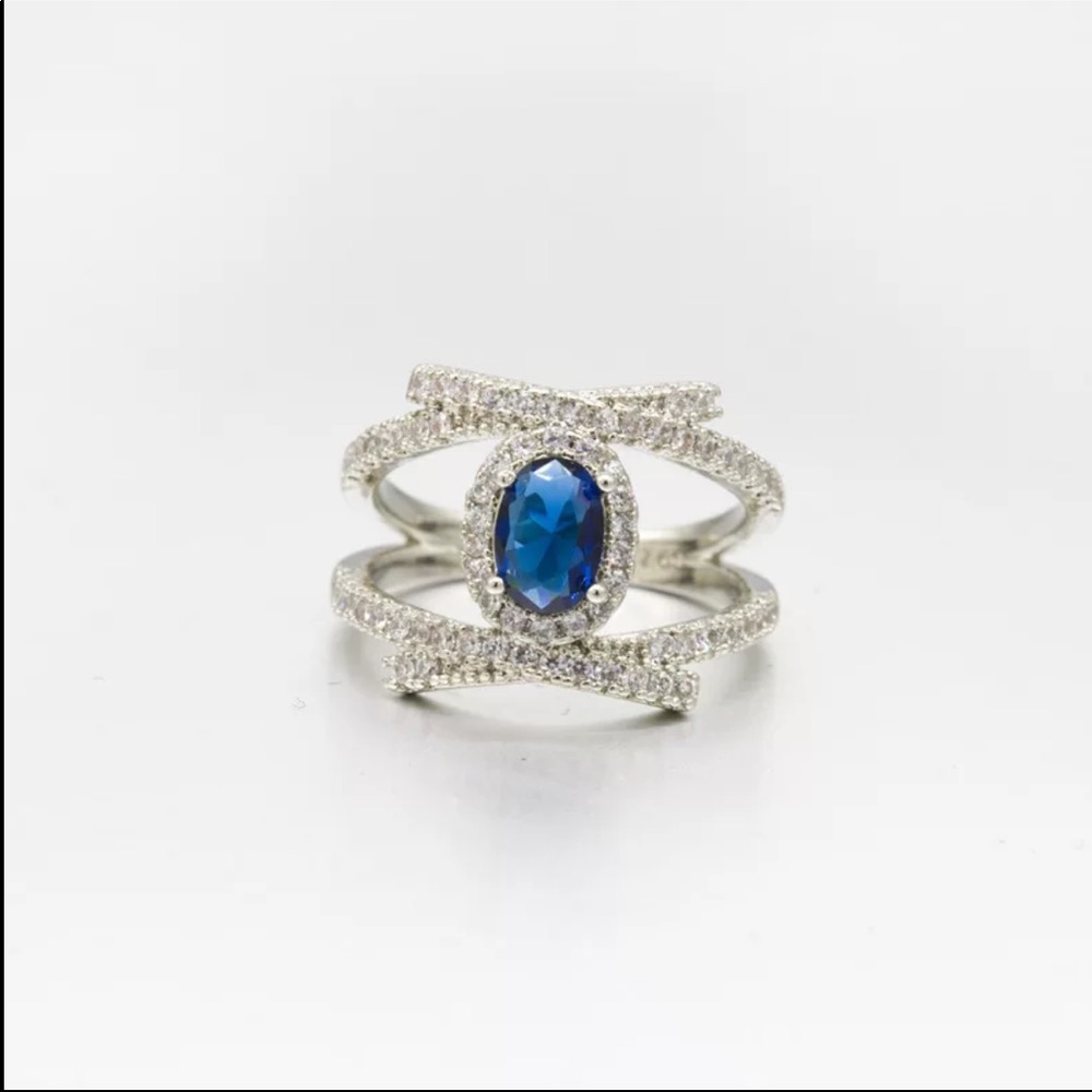 New Women’s Party 925 Silver Sapphire Ring 💍 - Picture 2 of 5